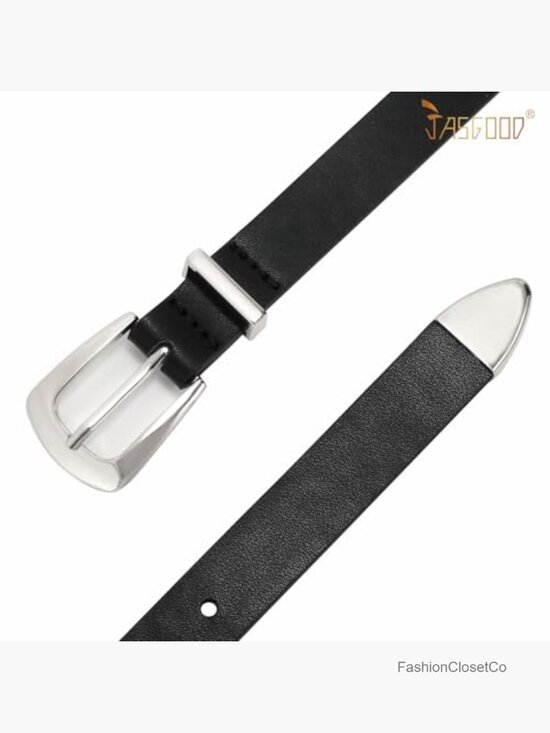 2 Pack Skinny Faux Leather Belts with Gold Buckle for Jeans Pants Dresses main image 6
